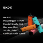 ISK047 POD dùng một lần 5000 hơi với luồng không khí có thể điều chỉnh và pin có thể sạc lại